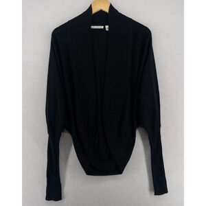 AUTUMN CASHMERE Sweater Womens M Shrug Cardigan Dolman Sleeve Open Front Black